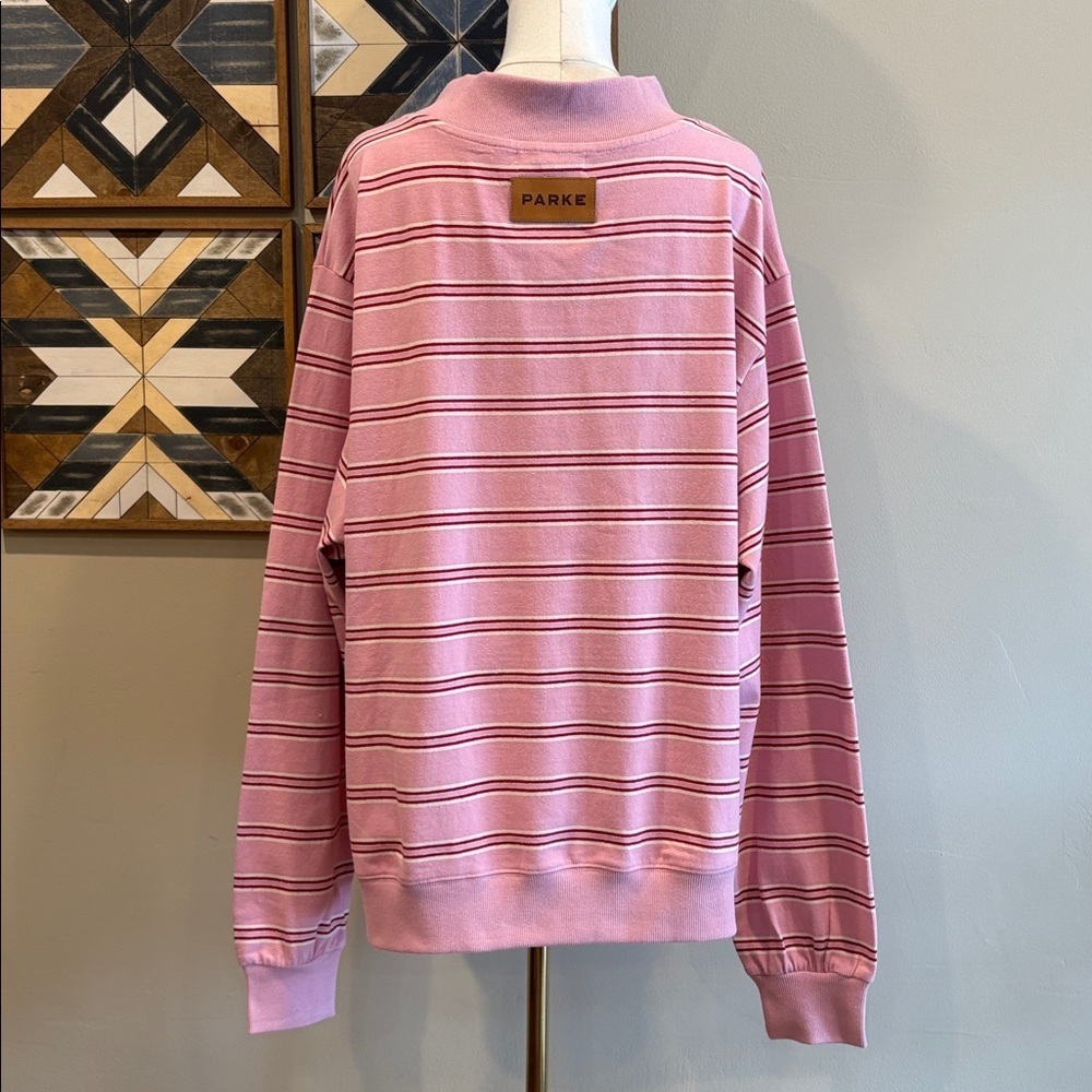 PARKE Valentine’s Day Striped Mockneck in Blush Pink size L/XL NEW - Picture 5 of 11